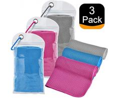 3 Pièces Serviette de Refroidissement Serviettes de Sport en Microfibre Soulagez Les bouffées de Chaleur, pour Yoga, Cyclisme, Randonnée, Golf, Fitness, Football(100X30cm)