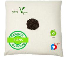 La Cocarde Verte - Oreiller Sarrasin Bio - Oreiller Coton Bio et balles végétales Bio Maintien Cervical Ferme - Fabrication française Garantie 5 Ans - Écru Naturel