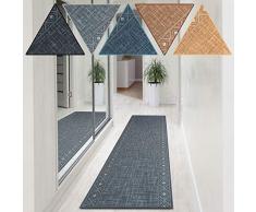 casa pura Tapis De Couloir Au Mètre - Tapis de Cuisine Antidérapant - Style Moderne avec Bordure Design - Poils Ras - Gris (67x100 cm)