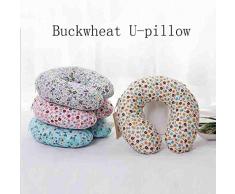 MFFACAI Oreiller en U Sarrasin Coussin en Coton Fleuri Doux et Confortable S'applique à l'insomnie du Cou raide Patients cervicaux Le conducteur est particulièrement adapté, Pink