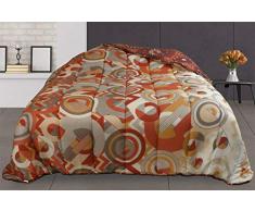 Le linge de Jules Couette imprimée Microfibre 220x240 - Réversible - 450 grs/m2 - Orange Gris Garance