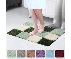 Owoda Tapis de Bain en Microfibre 50 x 80 cm,Super Absorbant, 3CM Epais Long Fluff, Moelleux,Lavable en Machine,Fur Tapis Salle de Bain, WC, Toilette, Sortie de Douche (Vert)