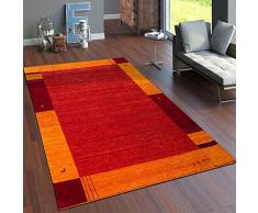 Paco Home Tapis Fait Main Gabbeh Haut De Gamme 100 % Laine Bords en Terracotta Orange, Dimension:160x230 cm