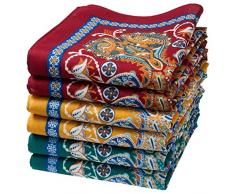 Merrysquare - Fins Mouchoirs Motif Oriental - Modèle Samarcande - Taille Moyenne 35cm x 35cm - 6 Pièces - 100% Coton