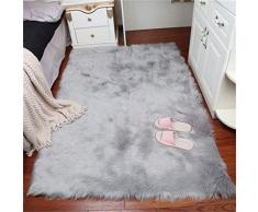 HLZDH Peau de Mouton synthétique,Cozy Sensation comme véritable Laine Tapis en Fourrure synthétique, Man-Made Laine Tapis de Canapé Coussin (Rectangle Gris, 60 x 90 CM)