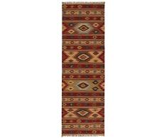 Indian Arts Tapis Kashi Kilim issu du commerce équitable 80 % laine 20 % coton 75 x 240cm