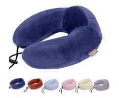 SS&LL Coussin en Latex Naturel avec Coussin en U en Col en U Cou Cervical Ergonomique soulageant Les lombaires latérales et dorsales 30x28x12cm-blue