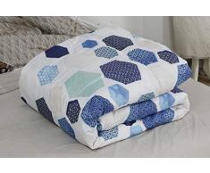 Promo Linge Couette imprimée 220x240 cm Geo Bleu