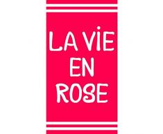 Drap de Plage/Bain, La Vie en Rose, Rose, 90x170cm, 100% Coton, Haute qualité, Très Absorbante, Toucher Velours