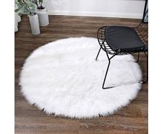 ZCZUOX Tapis Rond 90 Diamètre, Tapis en Fausse Fourrure, Cozy Sensation comme véritable Laine Tapis en Fourrure synthétique, Man-Made Laine Tapis de Canapé Coussin(Blanc)