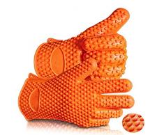 Lot de gants et de griffes pour barbecue Accessoires de grillade en silicone anti- chaleur, ustensiles de cuisine pour intérieur et extérieur À utiliser pour retourner la viande du barbecue ou comme maniques à four Orange