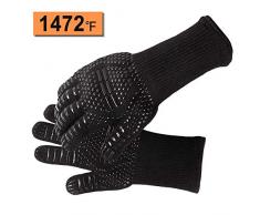 webake 1 Paire Gants de Barbecue de Four en Silicone Anti-Chaleur Jusqu'à 800°C Universel Gants de Cuisine Résistant à la Chaleur et Antidérapants Gants pour BBQ Grill Four Cuisine et Cheminée (Noir)