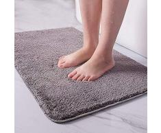 LiGG LiGG Tapis de Bain Super Absorbant Tapis Bain Antidérapant Tapis Salle de Bain Lavable en Machine Tapis de Douche Tapis de Salle Bain pour Salle de Bain, Microfibre(Gris,80 x 120 cm)