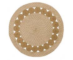 Pureté Eco Coton Naturel et jute tressé rond Tapis (90 cm x 90 cm)