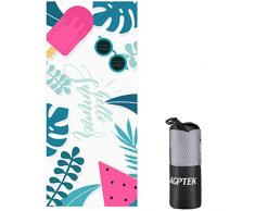 AGPTEK Serviette de Plage Microfibre 180 x 80cm Homme/Femme, Tapis de Plage Anti-Sable Absorbante Séchage Rapide avec 4 Bobine de Fixation Serviette de Bain pour Plage/Camping/Pique-Nique/Voyage/Yoga