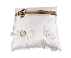 Le Village des mariés s.a.s. Coussin Porte-alliances Blanc Ligne Romance avec cœur et clé de Sol