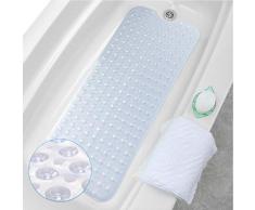 SALOVES Tapis de Baignoire en PVC Non Toxique sans Odeur Massage Tapis de Douche Antidérapant avec 200 Ventouses Tapis de Bain pour Maisons Hôtels Salle de Bain Cuisine 100CM * 40CM