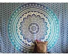 raajsee Couvre-lit Indien Hippie Gypsy Style Bohème, Décoration de Chambre 100% Coton imprimé à la Main, Tapisserie Murale ou Drap de Plage Mandala (140X220 cms Twin)