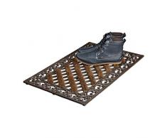 Relaxdays Paillasson en fonte avec brosse essuie-pieds tapis dentrée en fonte rectangle H x l x P: 4 x 72 x 46 cm style maison de campagne ancien anti-dérapant natte de sol, bronze