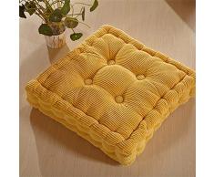 XFXDBT épais Cozy Coussin De Sol,carré Tatami Coussin Facile à Nettoyer Coussins De Chaise Velours Côtelé Galette De Chaise Jardin Bureau-Jaune 43x43x8cm