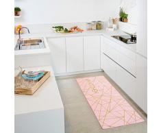 Carpet Studio Tapis Maison pour Cuisine & Extérieur 65x180cm, antidérapant, résistant au Sol Chauffant et à leau, Facile à Aspirer, Fini à la Main, Pink Kitchen Network