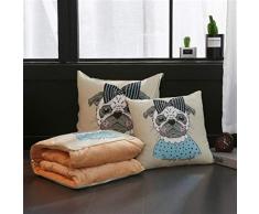 Gflyme Oreiller Coussin Coussin Quilt Double Usage, édredon imprimé de Bande dessinée, Velours de Corail en Cristal Multifonctionnel, Chaud épais, approprié au Bureau de Sofa de Voiture