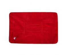 CHIC-CHIC-Double Face Flocage Camping Voyage Oreiller Gonflable Coussin Portable Pliable en Tissu pour Extérieur Bureau Avion Hôtel,Double Face + Oreiller Gonflable Mat Coussin pour Camping Pique-nique (rouge)