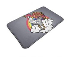 YAGEAD Tapis de Bain antidérapant paillasson Arc-en-Ciel de Poulet Licorne, Tapis dentrée/dextérieur pour Tapis 40x60cm