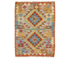 CarpetFine: Tapis Kilim Afghan - 65x87 cm Brun - Géométrique