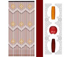 POMU Rideau moustiquaire en perles de bois 90 x 220 cm Rideau de porte pour porche, chambre à coucher, salon séparateur