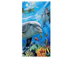 Sticker Superb Serviettes de Plage Ocean Tortue Etoile de Mer Dauphin Microfibre Serviette de Bain pour Filles Garçons Enfants Natation Plage Sauna Surf Voyage Yoga (Dauphin, 75 x 150 cm)