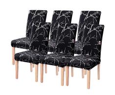 Housses de chaise de salle à manger 6 pcs Universelle Housse de Chaise élastique, Extensible pour Décoration de Chaise, Stretch-Housse Couverture de Chaise pour Mariage Cérémonie Réception (Noir)