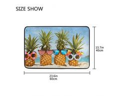 WowPrint Paillasson Humoristique Motif Ananas océan mer Plage Lavable pour intérieur Salon Chambre à Coucher décoration intérieure 60 x 40 cm