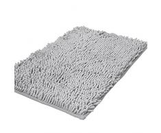 Shag-style Tapis de bain antidérapant chenille de salle de bain douche Tapis absorbant Tapis à poil long, 39,9 x 59,9 cm, gris clair, 50 x 80 cm
