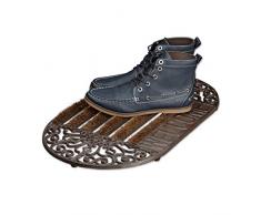 Relaxdays 10020114 Paillasson en fonte avec brosse essuie-pieds tapis dentrée en fonte ovale WELCOME h x l x P: 4 x 65 x 37 cm style maison de campagne ancien anti-dérapant, bronze