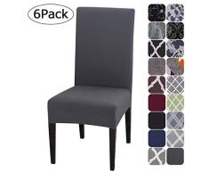Housse de Chaise, 6PCS Extensible Amovible Lavable Moderne Couverture de Chaise pour Salle à Manger Slipcover-Décoration Bouquet de Mariage, Hôtel, Restaurant