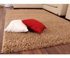 Paco Home Tapis Shaggy Longues Mèches en Beige, Dimension:150 cm carré