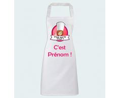 yonacrea - Tablier de Cuisine - Cest Qui Le Chef? - avec Prénom personnalisé - modèle Femme