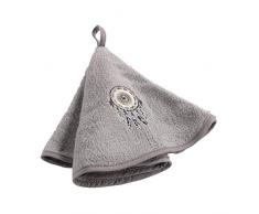 douceur dintérieur essuie-main rond (0)60cm eponge mandala plumes taupe