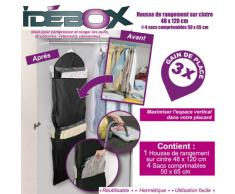 IDEBOX GLO6204 Housse DE Rangement sur Cintre 48X120 CM + 4 Sacs ASPIRATEUR 50X65 CM, Noire
