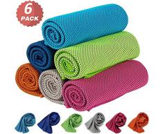 KEAFOLS Serviette de Refroidissement 6 Pcs Serviettes de Sport en Microfibre Serviette de Fraicheur Instantanée pour Gym Yoga Cyclisme Randonnée Golf Camping Course à Pied