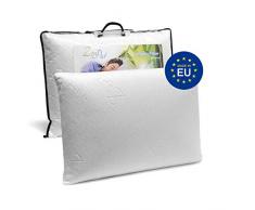 ZenPur Oreiller Memoire Forme Cervicales Douloureuses Fabriqué en Europe - Certification Oeko TEX - Oreiller Anti Ronflement, Orthopédique et Ergonomique (60x40cm-Simple)