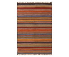 Inde Indien Kilim Tapis Gris Rouge Beige Couleurs 80% Laine 20% Coton 120 x 180 cm