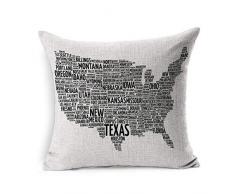 Linge Coussin Cover Square Colorado Ville Usa Carte Mot Nuage Le Plus Important Californie Houston État Collage Patriotique Atlanta Taie Doreiller Décor À La Maison Coussin Cas 18x18 Pouces