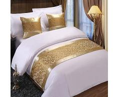 QCQZPL lit Coureur Taie doreiller Oreiller taie doreiller Couverture de lit dhôtel Tapis de literie de Minimaliste Trois pièces Chinois, Fleur doré de Phnom Penh, 50 * 240 (1,8 Lits)