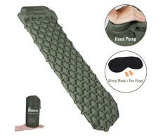 Relefree Matelas de Camping Tapis de Lit Gonflable Portable Ultra Léger Petit Paquet avec Oreiller de Camping Résistant à Lhumidité pour Camping, Voyages, Plein Air, Alpinisme