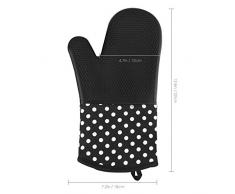 Vilapur gants de cuisson Mitaines de four 300 °C Gant Barbecue, Gants de cuisine anti chaleur resistant en silicone pour barbecue, cuisine, grillade, 100% Coton Doublure, Noir, 1 paire