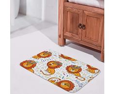 Ruchen Paillasson Humoristique Motif Lions Mignons et Mignons Absorbe l'humidité Durable, Polaire Anti-Boulochage, 23.6×15.7 inch