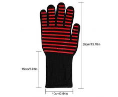 HALOViE Gants de Barbecue Résistant à la Chaleur jusqu'à 800°C Certifiés EN407 Gants de Cuisine Anti-Chaleur Outil de Barbecue en Plein Air pour Grill BBQ Cuisine Four de Cuisson - 1 Paire 35*15*3cm
