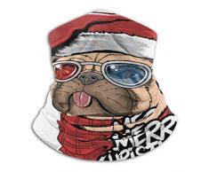 BaoBei-shop Visage Écharpe Chien Chiot Carlin Père Noël Chapeau De Noël Cou Plus Chaud Dur Équitation Balaclava Bandana Cou Guêtre ÉcharpeCol chauffant Wrap